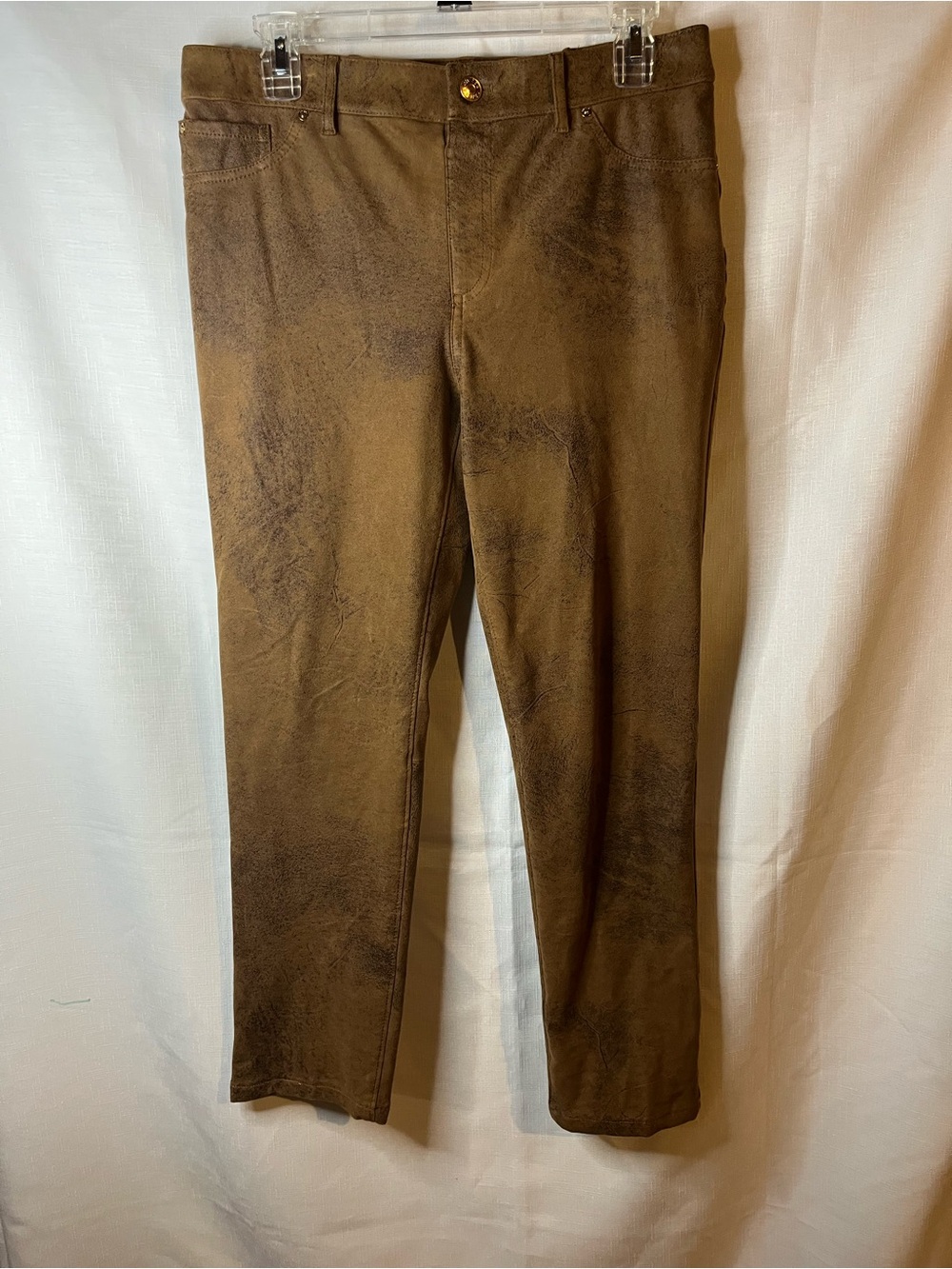 Chico's Brown Faux-Suede Skinny Chinos